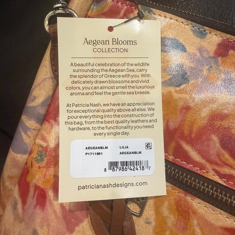Patricia Nash Floral Metallic Gold Multicolor Braided-Handle Crossbody Bag - Picture 7 of 9